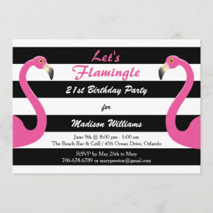 Trendy Pink Flamingo 21. Geburtstag Party Einladun Einladung