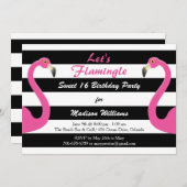Trendy Pink Flamingo Sweet 16 Einladung (Vorne/Hinten)