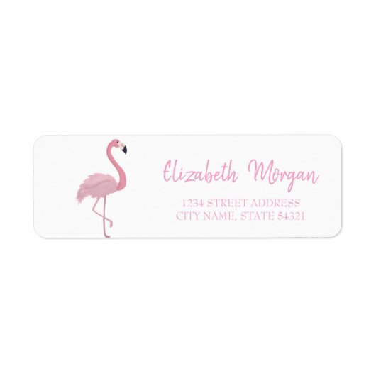 Trendy Pink Flamingo, White Address Label (Vorne)