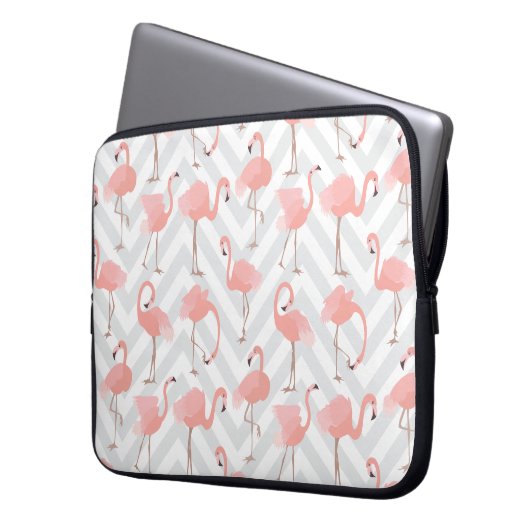 Trendy Pink Flamingos und Chevrons Muster Laptopschutzhülle (Vorderseite Links)