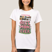 Trendy Pink Floral 10 Foto Collage und Name T-Shirt (Vorderseite)