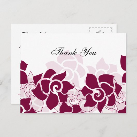 trendy pink floral DankeYou Cards Postkarte (Vorne/Hinten)
