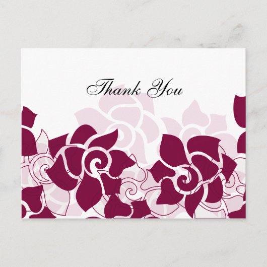 trendy pink floral DankeYou Cards Postkarte (Vorderseite)