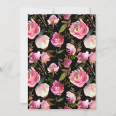 Trendy Pink Floral Gold Glitzer Graduation Party Einladung (Rückseite)