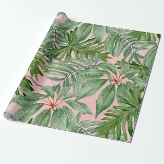 Trendy Pink Foliage Tropical Dschungel Blätter Geschenkpapier (Ungerollt)