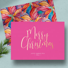 Trendy Pink Frohe Weihnachten Folien Feiertagskarte