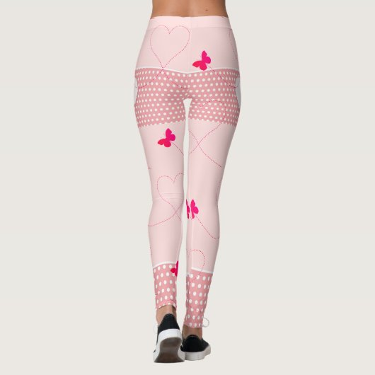 Trendy Pink Fun Heart Butterfly Leggings (Rückseite)