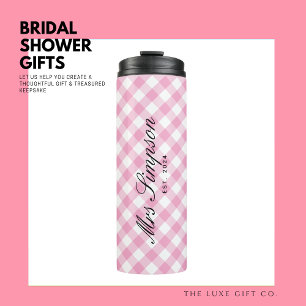 Trendy Pink Gingham Bride to Be Gift Tumbler Thermosbecher