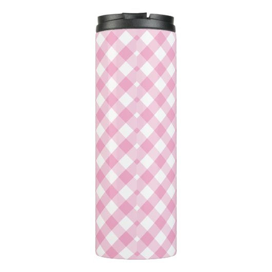 Trendy Pink Gingham Bride to Be Gift Tumbler Thermosbecher (Rückseite)