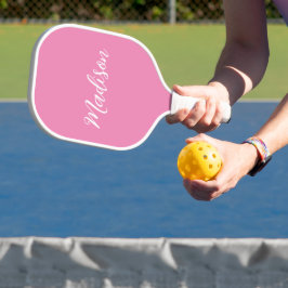 Trendy Pink Girls Name Handgeschriebenes Skript be Pickleball Schläger