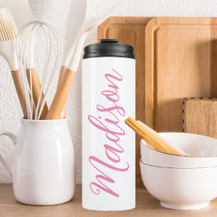 Trendy Pink Girls Name Handgeschriebenes Skript be Thermosbecher