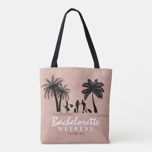 Trendy Pink Girly Bachelorette Personalisiert Tasche (Rückseite)