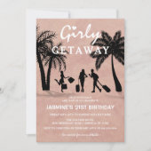 Trendy Pink Girly Getaway Geburtstagswoche Einladung (Vorderseite)
