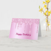 Trendy Pink Glitter Drips Graphic Birthday Karte (Gelbe Blume)