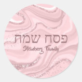 Trendy Pink Glitzer Hebrew Pessach Runder Aufkleber (Vorderseite)