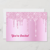 Trendy Pink Glitzer Tropfen Graphic Birthday Einladung (Vorderseite)