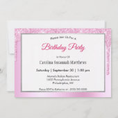 Trendy Pink Glitzer Tropfen Graphic Birthday Einladung (Rückseite)