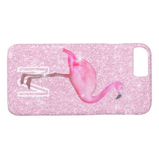 Trendy Pink Glitzer Tropical Flamingo Moderne Case-Mate iPhone Hülle (Rückseite (Horizontal))