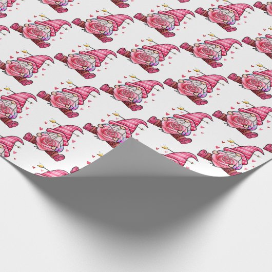 Trendy Pink Gnome Valentine's Day Wrapping Paper Geschenkpapier (Ecke)