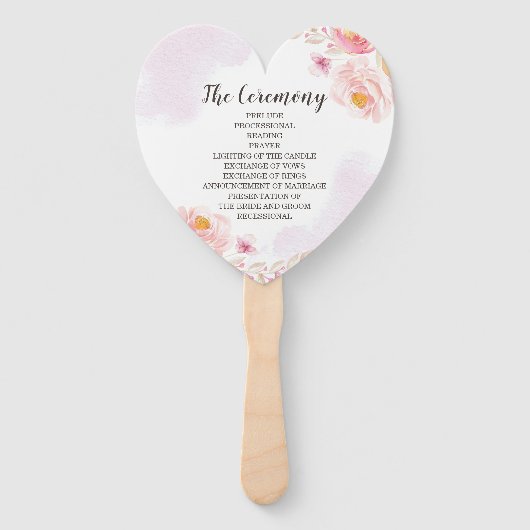 Trendy Pink & Gold Floral Wedding Programm Hand Fa Fächer (Rückseite)