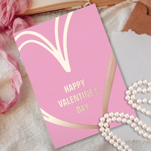 Trendy Pink Gold Foil Valentine's Day Foto Card Folieneinladung