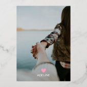 Trendy Pink Gold Foil Valentine's Day Foto Card Folieneinladung (Rückseite)