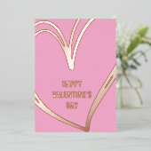 Trendy Pink Gold Foil Valentine's Day Foto Card Folieneinladung (Stehend vorne)