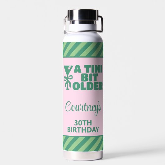 Trendy Pink & Green A Tini Bit Ältere 30. Geburtst Trinkflasche (Rückseite)
