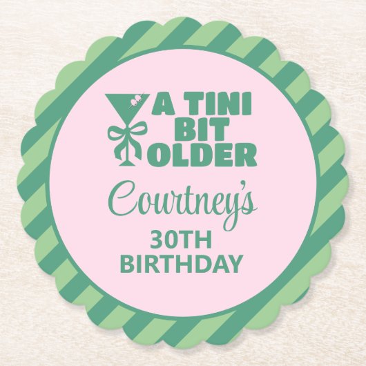 Trendy Pink & Green A Tini Bit Ältere 30. Geburtst Untersetzer (Vorderseite)