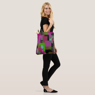Trendy Pink Green Floral Tote Bag / Bold Aesthetic Tasche