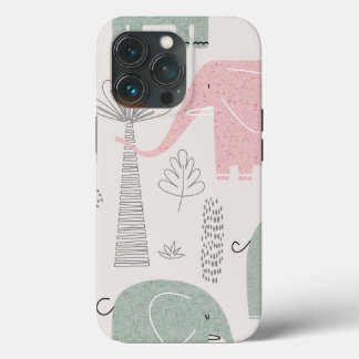 Trendy Pink Greenish Modern Elephant Tough Case