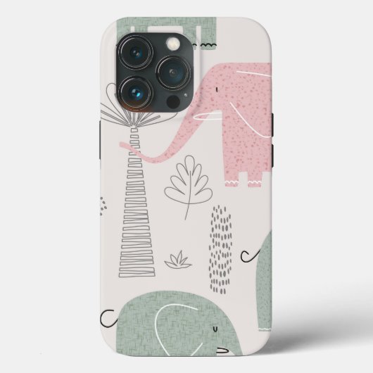 Trendy Pink Greenish Modern Elephant Tough Case (Rückseite)