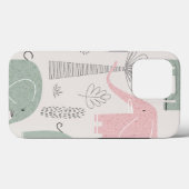 Trendy Pink Greenish Modern Elephant Tough Case (Rückseite (Horizontal))