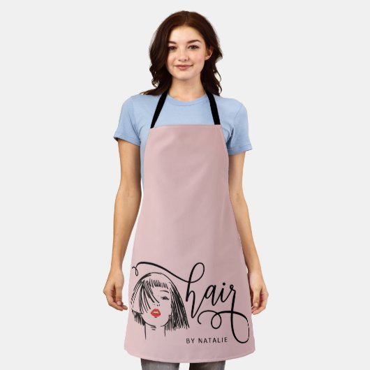 Trendy Pink Hair Chic Schürze (Getragen)