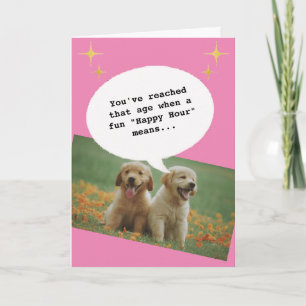 Trendy pink Happy Hour Altes sonniges Geburtstag Karte