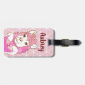 Trendy Pink Heart Llama Geometric Gepäckanhänger (Rückseite horizontal)