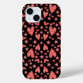 Trendy Pink Hearts and Stars Valentine Case-Mate iPhone Hülle