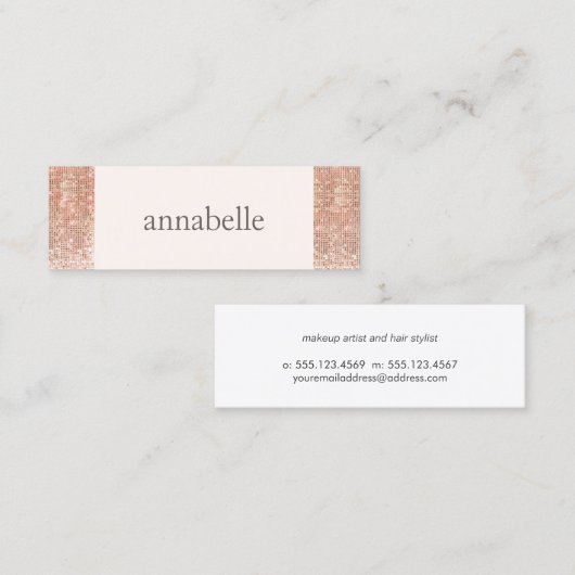 Trendy Pink Imitate Rose Goldene Sequenzen Schönhe Mini Visitenkarte (Vorne/Hinten)