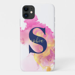 Trendy Pink Ink Cloud, Personalisiert White, Marin Case-Mate iPhone Hülle