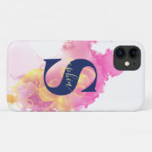 Trendy Pink Ink Cloud, Personalisiert White, Marin Case-Mate iPhone Hülle (Rückseite (Horizontal))