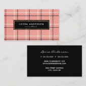 Trendy Pink Kariert und Tweed Visitenkarte (Vorne/Hinten)