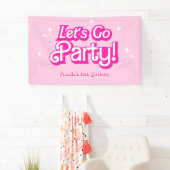 Trendy pink Let's Go Party Birthday Banner (Insitu)