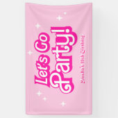 Trendy pink Let's Go Party Birthday Banner (Vertikal)