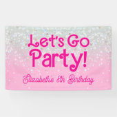Trendy Pink Let's Go Party Geburtstag Banner (Horizontal)