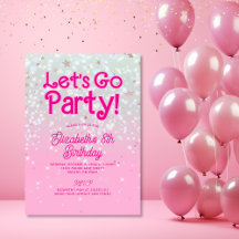 Trendy Pink Let's Go Party Geburtstag