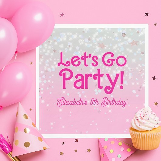Trendy Pink Let's Go Party Geburtstag Serviette