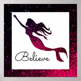 Trendy Pink & Lila Mermaid Silhouette | Glauben Poster