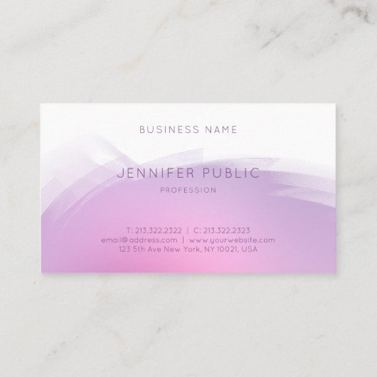 Trendy Pink Lila Moderne Elegant Beruflich Visitenkarte (Rückseite)