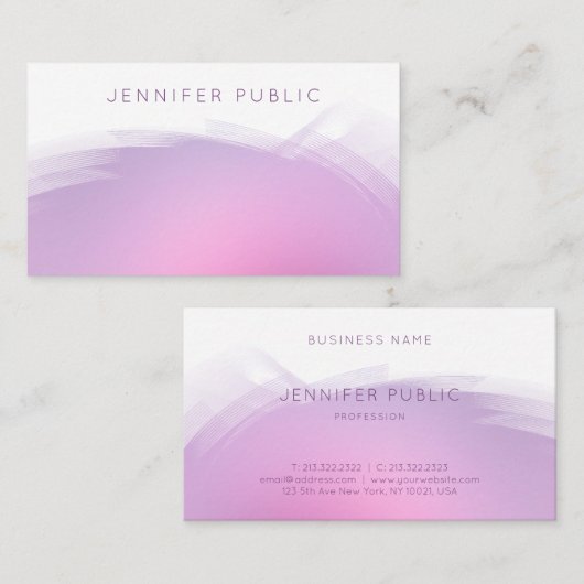 Trendy Pink Lila Moderne Elegant Beruflich Visitenkarte (Vorne/Hinten)