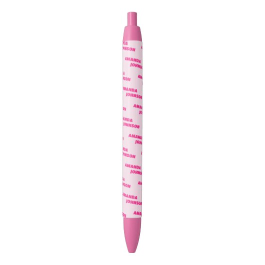 Trendy Pink Monogram Script Name Pattern Kugelschreiber (Vorderseite Vertikal)